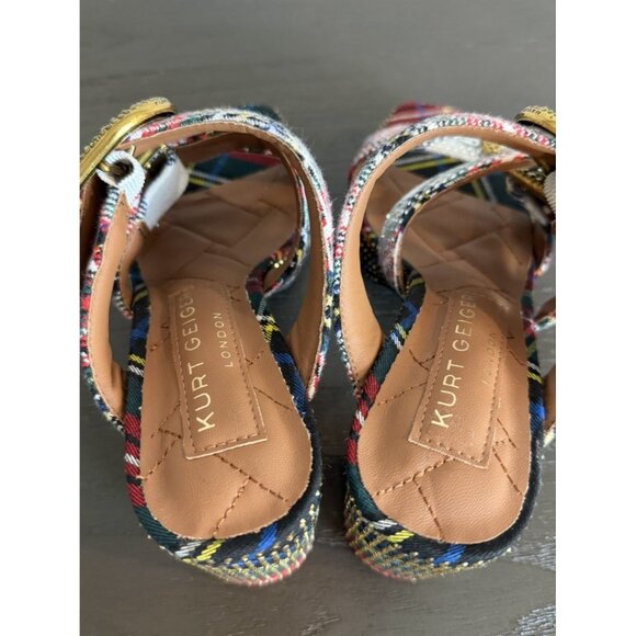 Kurt Geiger London MAYFAIR PLATFORM MULE HEEL Size 36 US 6 Plaid Rhinestone READ - Picture 5 of 15